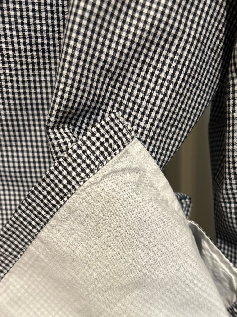Elizabeth Wilson Designs Women's Black & White Gingham Ruffle V-Neck Blouse - Picture 5 of 7